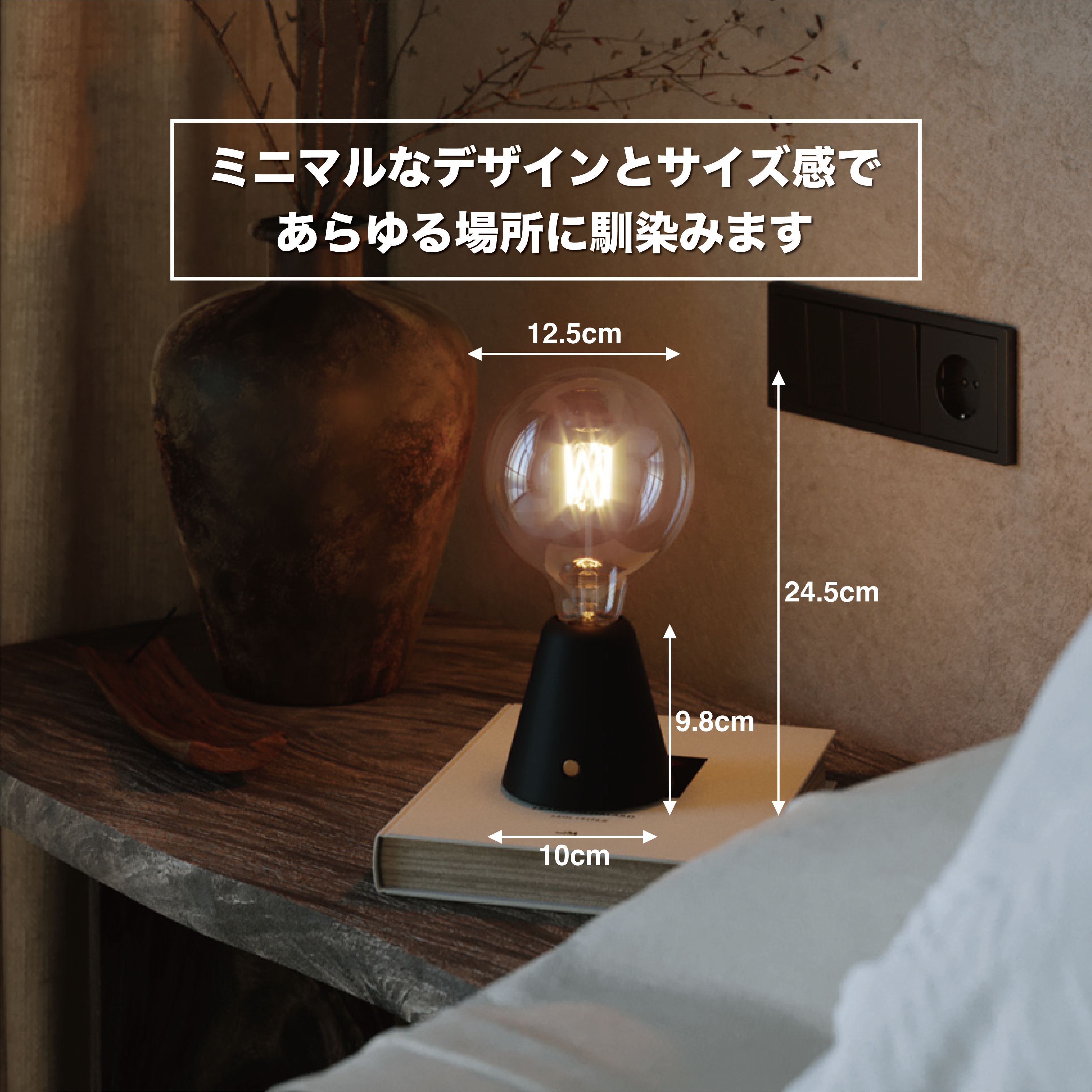 CABLESS01 LED Portable Lamp G125 Light Bulb Set Black