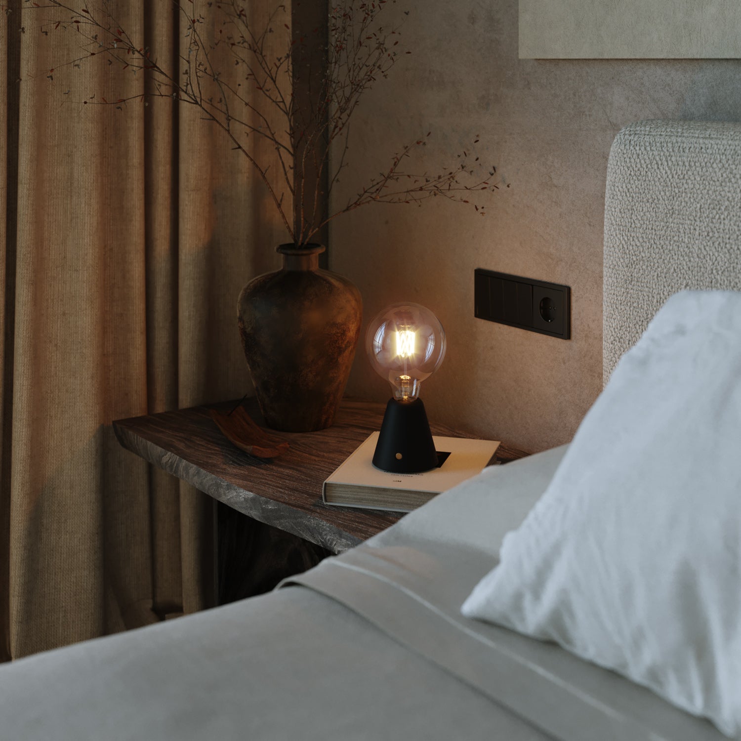 CABLESS01 LED Portable Lamp G125 Light Bulb Set Black