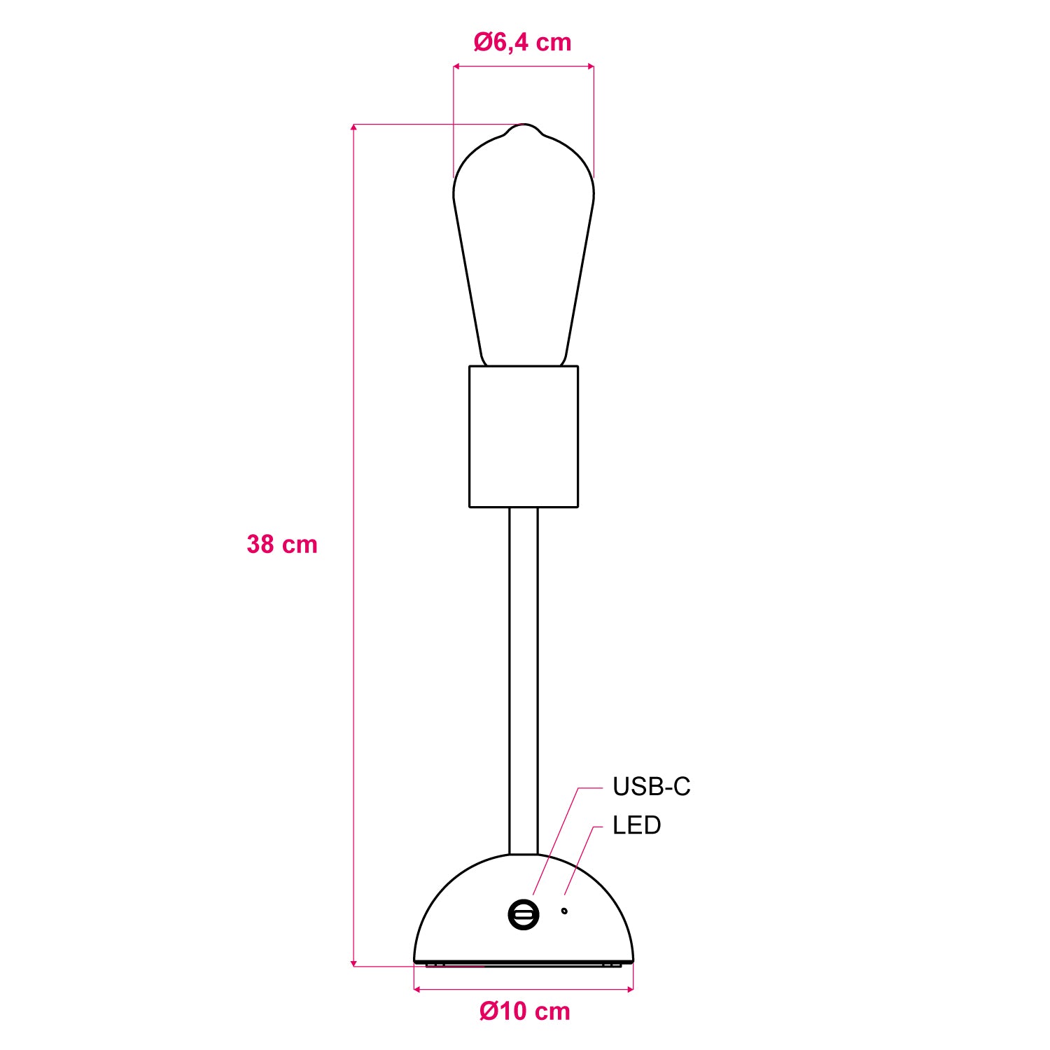 CABLESS02 LEDワイヤレスランプ エジソンST64 ライトバルブセット White