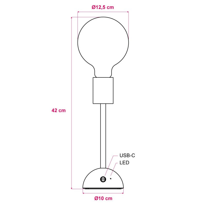 CABLESS02 LED Portable Lamp G125 Light Bulb Set Black